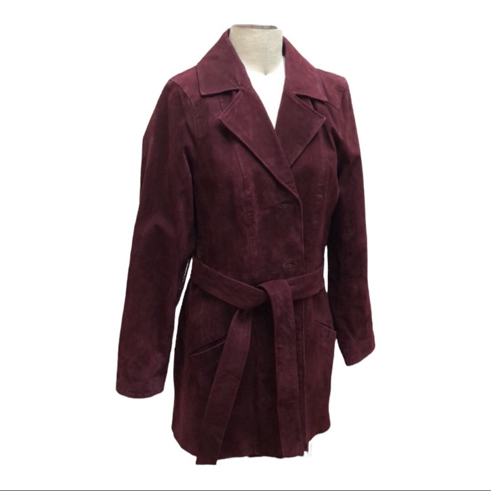 Dennis Basso Suede Leather Trench coat
